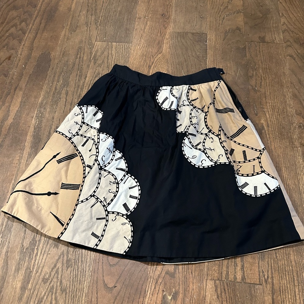 Floreat Black and Tan Clock Pattern A-Line Skirt